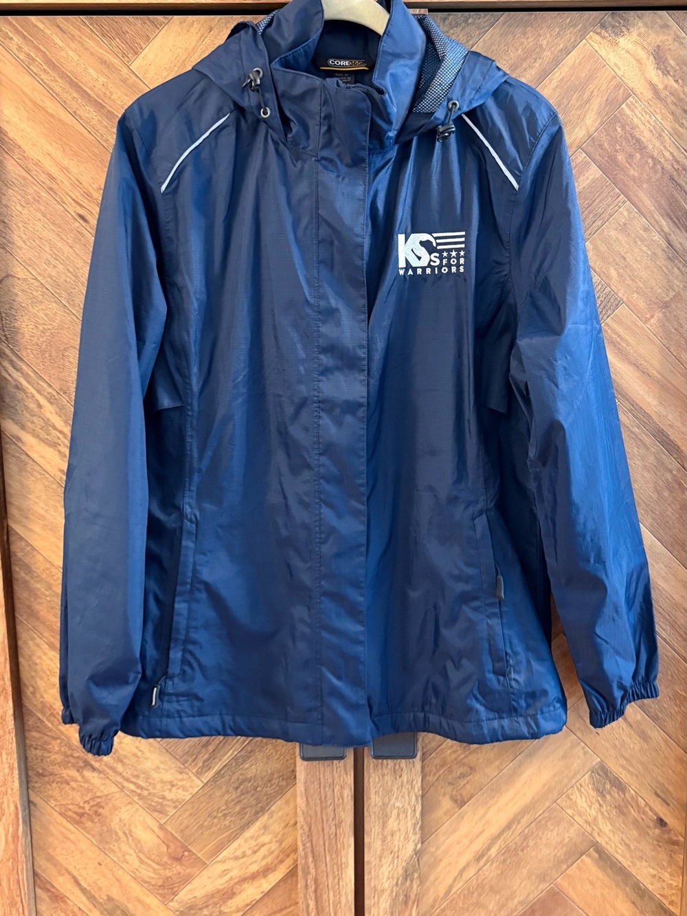 Navy Hooded Rain Jacket with K9s For Warriors Logo